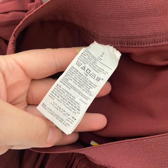 Burgundy Dark Berry Red Athleisure Pleated Mini Tennis Skirt Skort Size S - Picture 6 of 7